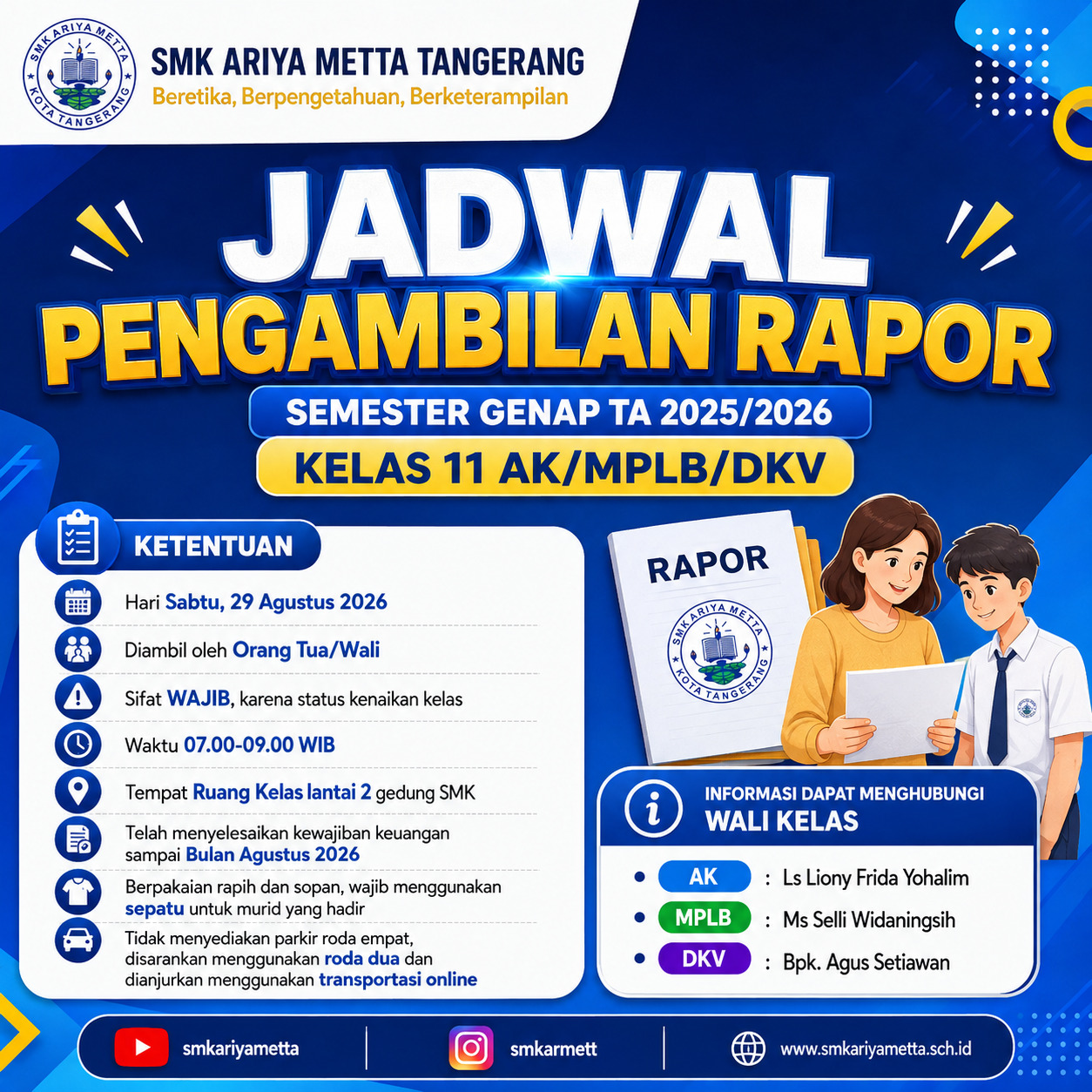 JADWAL PENGAMBILAN RAPOR SEMESTER GENAP TA 2025/2026